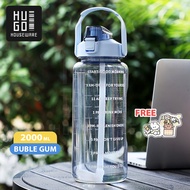 HUGO Botol Minum 2 Liter Jumbo Besar Anti Bocor Botol Air Motivasi BPA FREE Gratis Stiker