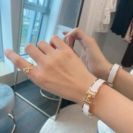 Daigou Hermes Hermes Bracelet Female Suitable for h Letter Rose Gold Couple Narrow Enamel Black Whit