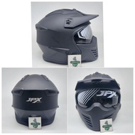JPX MX 726 R Helmet /MX 726R solid BLACK DOFFPOLOS/GLOSY SILVER VISOR SMOKE