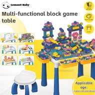 LemonU Baby 6IN1 Building Blocks Table And Drawing Board Huge Block Game Table With Chair