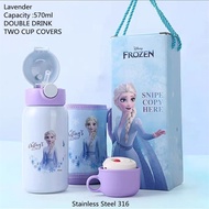 Disney Frozen Girl Student Thermal Water Bottle Elsa Stainless Steel 316 Straight Drink Cup Portable