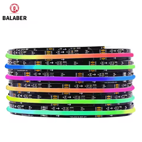 COB RGBIC LED Strip WS2812B: 720 Addressable RGB Pixels Full Color 10mm 12-24V High Density, Flexibl