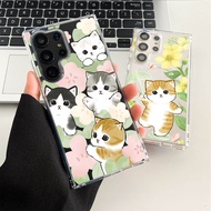 Samsung S26 Ultra S25 Ultra S24 FE S24U S23U A56 A53 Mofusand Flowers Cat Hard Magnetic Transparent 