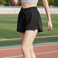 Lovito Sporty Sports Shorts Pocket Fake 2in1 Skirt Tummy Control for Running Yoga Tennis for Pants L