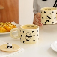 [Real photo] Panda Biu Biu Panda Cup with super cute Meeko Panda-shaped lid