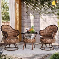 Waterproof Balcony Table And Chair Nordic Chair Leisure Table Chair Set Outdoor Sofa Chair Rotating 