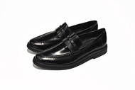 [TATHANIUM Footwear] Giày penny loafer nam đế khâu McKay màu đen da bò patent