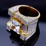 European American Luxury Micro-Inlaid Zircon Men's Ring hiphop Hip-Hop Hip-Hop Ring Ring Fashion Jew