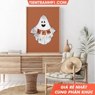 Tranh treo tường Halloween Gallery Wall Art Bundle Vintage Halloween Decor tặng kèm đinh treo nhận i
