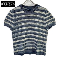 Polo Ralph Lauren 0200011718 靛藍染色條紋棉質短袖針織套頭衫，M 碼 [二手]