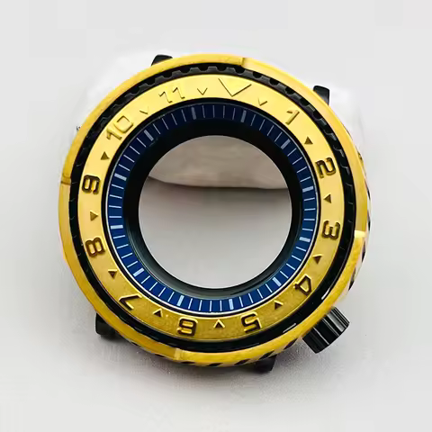 Gold Armor Black Tuna Watch Cases Copper Bezel Insert Transparent Back Cover Fits Seiko Canned NH36 