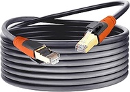 Plusivo Cat8 Ethernet Cable, Outdoor Indoor, 25FT Heavy Duty High Speed 26AWG, Weatherproof S/FTP UV