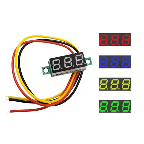 1PC 0.28 Inch 3-Wire DC 0-100V Mini Digital Voltmeter, Adjustable Display, Reverse Polarity Protecti