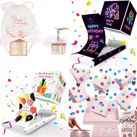 Party Decorations Folding Bounce Gifts Box Happy Birthday Pop Up Explosion Surprise Jumping Box with
