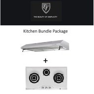 EF 90CM Stainless Steel Hood BUNDLE With Gas Hob