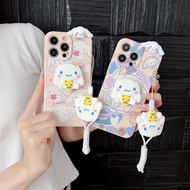 For Samsung Galaxy A13 A21 A22 4G A22 5G A23 4G A13 5G A04S A14 4G A14 5G 4G A23 5G A31 A32 4G A32 5G A33 5G Cartoon Cinnamon Dog Phone Case (Including Stand Doll &amp; Lanyard)