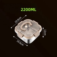 2200/3800mL 304 Stainless Steel Handle Storage Box Can Be Used for Food Storage Heating and Baking A