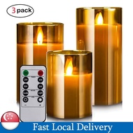 【SG】3 Pcs/Set Remote Control LED Candle Light Flameless Christmas Decoration Candles Battery Powered Led Lights Gifts