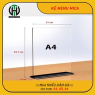 Mica menu, Tabletop menu A4, A5, A6 Black base, Taiwanese mica