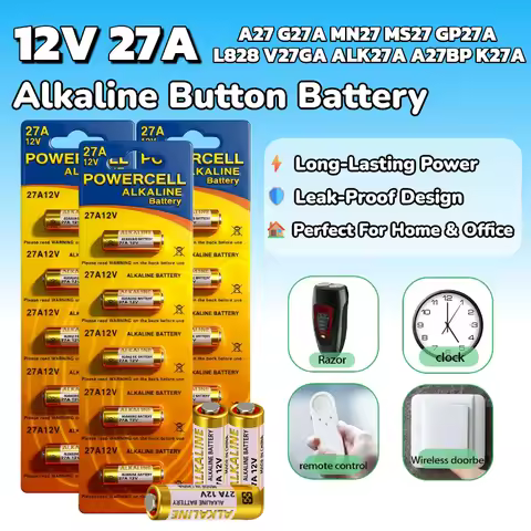 12V Alkaline Battery G27A A27 MN27 MS27 GP27A Lr932 V27GA Equivalent for Key Fob, Car Alarm, GPS Tra