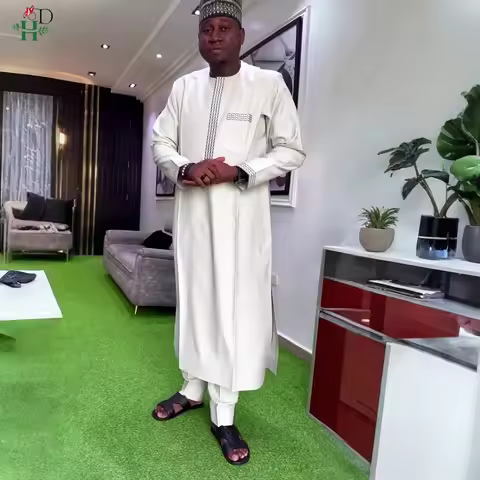 H&D African Clothing Traditional Ankara Dashiki Men Boubou Embroidery 2 Piece Shirt Trousers Kaftan 