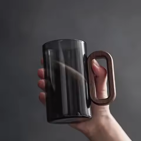 Hot Sale Glass Wood Single-layer Cup High Borosilicate Pyrex Tea Cup Large Capacity Drinking Water C