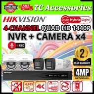 HIKVISION NETWORK POE 🌟4-CHANNEL🌟 4MP Quad HD 4.0MP 2K CCTV 4CH NVR + Camera H265 Package Set Smart 