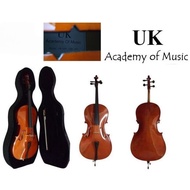 UK Cello 4/4 Size + Hardcase + Bow + Rosin + Strap