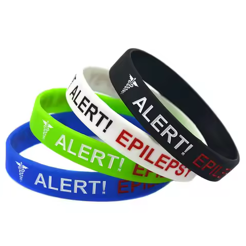Fashion Alert Epilepsy Bracelet Warning Language Silicone Bracelet Engraved and Colored Bracelet hot