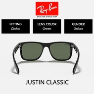 [100% Original] Ray-Ban Wayfarer Justin RB4165 Black Green Sunglasses For Men