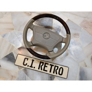 BEIGE CREAM  W210 W140 R129 W124 W202 WALNUT HALF-WOOD STEERING WHEEL MERCEDES BENZ