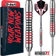 RUTHLESS RX STEEL TIP DART - 26G RINGED BLACK RED Ruthless Scallop Darts 80% Tungsten Steel Darts (A