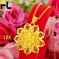 Pure Ang 18k Saudi Gold Necklace for Women Gold Female Flower Pendant Clavicle Necklace Pawnable Jewelries Nasasangla Sale Legit Gift for Friends