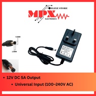 Universal 12V 3A/5A AC/DC Power Adapter (100–240V AC Input)
