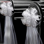Tolongterm> Church Wedding Pew Bows With Long Tulle Tails Chair Aisle Decor Wedding Car Decoration F