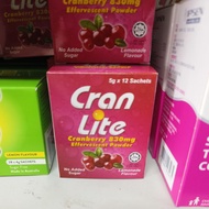 CRAN LITE CRANBERRY 830MG EFFERVESCENT POWDER 5G X 12'S (EXP:1/27) cran lite 12 peket