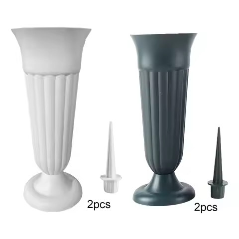 2 Pack Memorial Vase Artificial Flowers Cemetery Vases with Spikes Flower Holder Cemetery Grave Cone