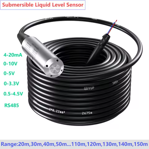 120m Liquid Level Sensor Transmitter for Tank Deep Well 4-20mA 50m 60m 70m 80m 90m Range Submersible