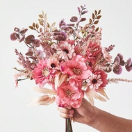 1 Bunch Artificial Flowers Faux Anemone Flowers With Daisy Eucalyptus Real Touch Anemone Bouquet For