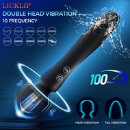 HESKES 10 Frequency Double Head Vibration Low Noise Portable Wireless Female Clitoris G Spot Stimulator Dildo Magic Wand Vibrator for Woman