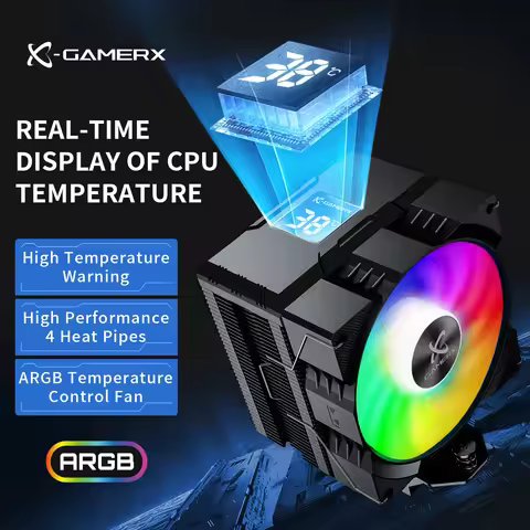 X-Gamerx Z-1300 ARGB CPU Cooler with Digital Temperature Display Radiator 4 Heat pipes For LGA1700/1