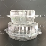 [Carton] OPS Round Disposable Chiffon Cake Tray Plastic Bakery Container Food Box Bekas Kek Plastik 