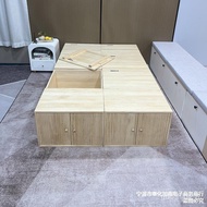 HY-# Wooden Box Splicing Bed Multi-Functional Storage Box Widened Rectangular Solid Wood Locker Windows and Cabinets Sin