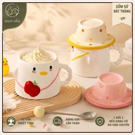 Ceramic cup with duck wearing a hat, capacity 380 ml - cute ceramic cup as a gift