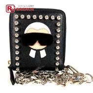 FENDI卡爾拉格斐雙折錢包，附錢包鏈