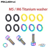 RISK 10pcs M5 M6 Titanium Ti Bolt Spacer Universal Cycling Bicycle Stem Brake Screw Washers Gasket For Bike Bolts 5mm/6mm