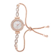 New Fashion Diamond-studded Round Ladies Watch Winding Flower Shape Free Adjustment Bracelet Quartz 