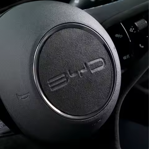 For BYD Atto 1 3 dolphin Yuan PLus 2023 Car Steering Wheel Center Sticker Suede Leather Cover Auto c