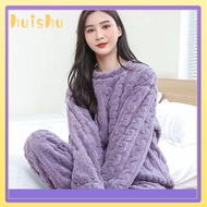 HUISHU Thicken Velvet Pajama Sets 45-75kg Winter Warm Coral Fleece Pajamas 2023 Women Nightwear Women Girls
