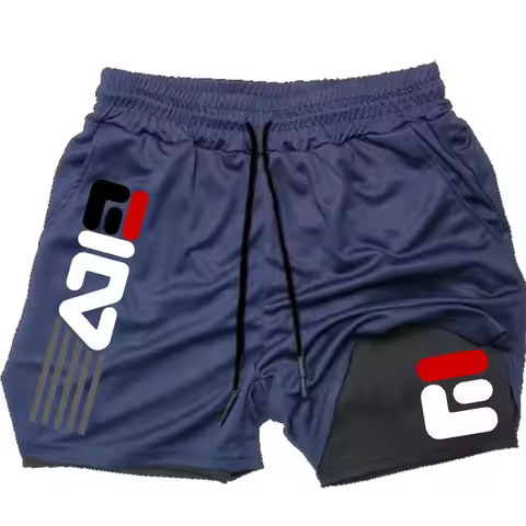 Men's double-layer sports shorts 2-in-1 quick drying sports training shorts fitness running shorts r